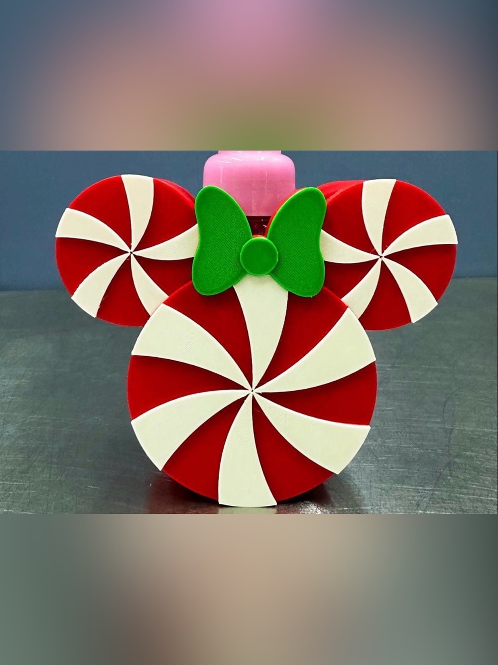 Christmas Minnie Mouse Peppermint Foaming Soap Dispenser Holder – 3D-Printed